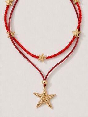 New! Red Star Stack Necklace Set NWOT 5069